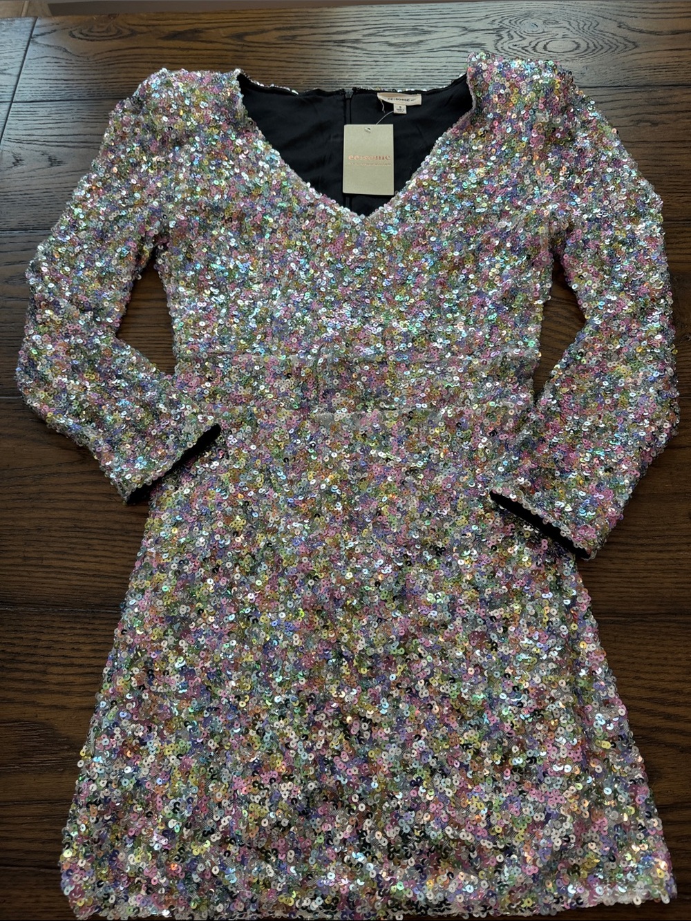 eesome Long Sleeve Sequin Dress - Iridescent Multi-Color